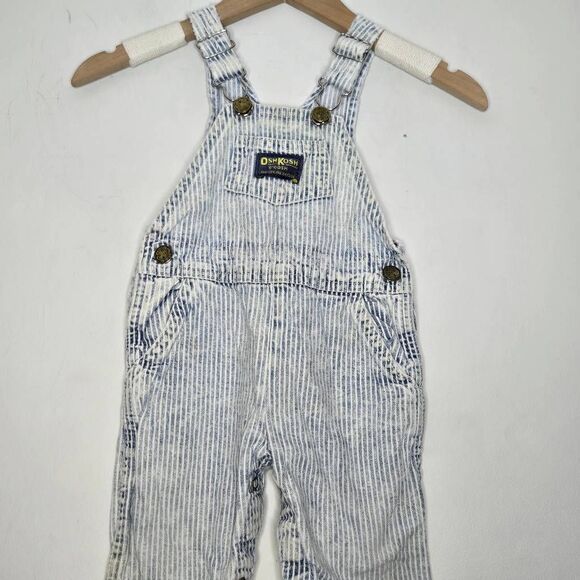 Vintage OshKosh Overalls Size 18 Months Stripes Vestbak Denim - Picture 2 of 8